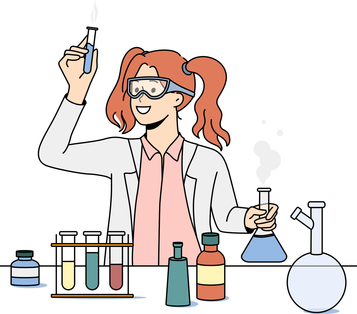 Female scientist do experiments in lab